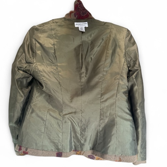 Pendleton Petite Floral Olive Green Wool Blend Jacket Size 6 - Picture 4 of 7